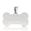 Macro shot of polished bone-shaped stainless steel pet ID tag with reflective finish - Small Bone / Silver