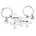 Edelstahl Puzzle Schlüsselanhänger Set für Paare mit Always Forever Gravur in Silber - Silber