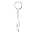 Macro detail of swan-shaped stainless steel bottle opener keychain with key ring - Bird Bottle Opener Keychain