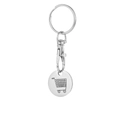 Silver stainless steel shopping trolley token keychain with laser engraved cart icon - Shopping Cart