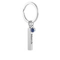 Llavero personalizado de acero inoxidable con grabado de marzo y piedra de nacimiento azul - Marzo