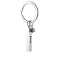 Personalized stainless steel keychain with June engraving and purple birthstone pendant - June