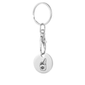 Silver shopping cart token keychain with metal lobster clasp and shop logo round pendant - Bread