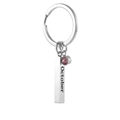 Polished stainless steel October birthstone keychain with pink rhinestone pendant - October
