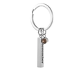 Silver stainless steel November birthstone keychain with brown crystal pendant and engraved tag - November