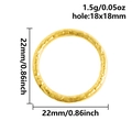 Detail view of 22mm hammered 18k gold plated stainless steel ring with size measurements - Hammered Round Style (S2787-G) / Gold