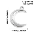Macro detail of moon pendant showing 19mm height and textured stainless steel finish - Silver