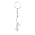 Polished silver stainless steel cat shaped keychain and beer bottle opener tool - Squirrel Bottle Opener Keychain