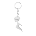 Elegant woman silhouette keychain in polished silver stainless steel beer opener - Beauty Bottle Opener Keychain A