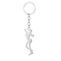 Silver stainless steel silhouette bottle opener keychain with glossy polished finish - Beauty Bottle Opener Keychain B
