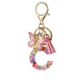 Pink heart sequin resin letter C keychain with butterfly and tassel charm details - Resin C