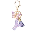 Purple glitter resin letter Y keychain with butterfly charm and matching purple tassel - Purple Y