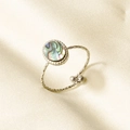 Detail of twisted 304 stainless steel ring featuring colorful abalone shell inlay - Abalone Shell Silver Style (J928-S-B)