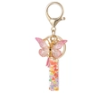 Pink sequin butterfly keychain with resin charms and tassel in golden finish - Resin I