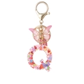 Pink heart sequins resin letter Q keychain with butterfly charm and matching tassel - Resin Q