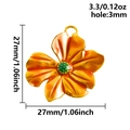 Colgante de flor dorada en acero inoxidable para joyería DIY con un diámetro de 27 mm - Flor Botánica Naranja (S2956)