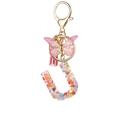 Pink glitter resin letter U keychain with gold hardware, butterfly and tassel pendant - Resin U