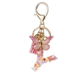 Pink heart sequin resin letter Y keychain with butterfly charm and soft fiber tassel - Resin Y