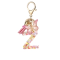 Pink resin letter Z keychain with heart sequins, butterfly charm and soft tassel - Resin Z