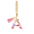 Resin Stanley cup letter A keychain with colorful heart sequins and pink tassel charm - Letter A