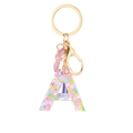 Letter A resin keychain with colorful heart sequins and purple glitter butterfly charm - Purple Sequins Tassel Letter A