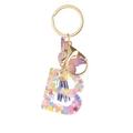 Letter B resin keychain with purple heart glitter and tassel in golden finish - Purple Sequins Tassel Letter B
