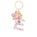 Porte-clés lettre E avec paillettes violettes et pendentif papillon élégant - Paillettes Violettes Gland Lettre E