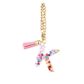 Colorful resin alphabet letter K charm for Stanley cup with a pink suede tassel and gold chain - Letter K