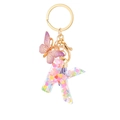Porte-clés lettre K en résine violet clair avec paillettes, papillon et pompon - Paillettes Violettes Gland Lettre K