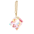 Letter M keychain charm with colorful heart sequins, gold chain and pink tassel accent - Letter M