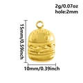 Detailed view of 18K gold-plated hamburger charm with dimensions and 2mm hanging loop - Gold