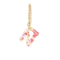 Letter N resin keychain with colorful heart sequins and a pink tassel charm for Stanley cups - Letter N