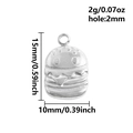Detail view of 18K gold plated stainless steel burger pendant with precise dimensions - Silver