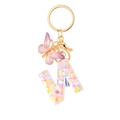 Porte-clés lettre N avec charm papillon violet et paillettes de cœur colorées - Paillettes Violettes Gland Lettre N