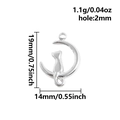 Ciondolo gatto sulla luna argento con dimensioni 19mm x 14mm e dettagli del foro - Argento (S2914-S)