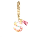 Resin letter S keychain with colorful heart sequins and pink tassel for Stanley cup - Letter S