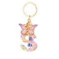 Porte-clés lettre S avec paillettes, breloque papillon et décoration de gland violet - Paillettes Violettes Gland Lettre S