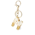 Letter H keychain with gold leaf resin pendant and white tassel accessory - White Tassel H