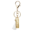 White silk tassel and resin keychain with gold leaf flakes and shell fragments - White Tassel I