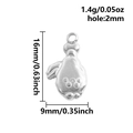Vue détaillée du pendentif lapin argenté avec relief à pois et dimensions de 16mm - S2900-s [cuisse De Poulet]