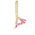 Letter Y resin keychain with colorful heart sequins and pink tassel for Stanley cup - Letter Y