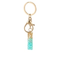 Minimalist resin keychain pendant with gold foil and turquoise stones in golden finish - Letter I Style