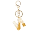 Letter N keychain with white shell flakes and gold foil in transparent resin - White Tassel N