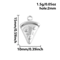 Macro detail van pizza-vormige 925 zilveren hanger met 18K vergulding voor DIY-sieraden - Pizzavorm (S2896-S) / Zilver
