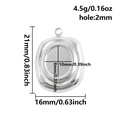 Detailed size measurement of a 304 stainless steel oval bezel tray pendant for DIY jewelry - Silver Style (S2905-S)