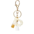 White tassel resin keychain with gold leaf and letter P pendant for bags - White Tassel P