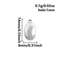 Detailed specs of oval stainless steel pendant with 14mm height and 1mm hole for DIY - Silver (S2908-S)