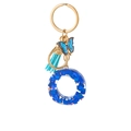 Letter O keychain with blue resin heart glitter and butterfly tassel pendant - Blue Heart Butterfly Letter O