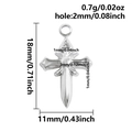 Details van afmetingen en gewicht van de gotische kruiszwaardhanger voor doe-het-zelf sieraden - Gothische kruisstijl (S2989) / Zilver