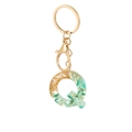 Letter Q keychain with gold foil and turquoise resin in polished golden finish - Letter Q Style